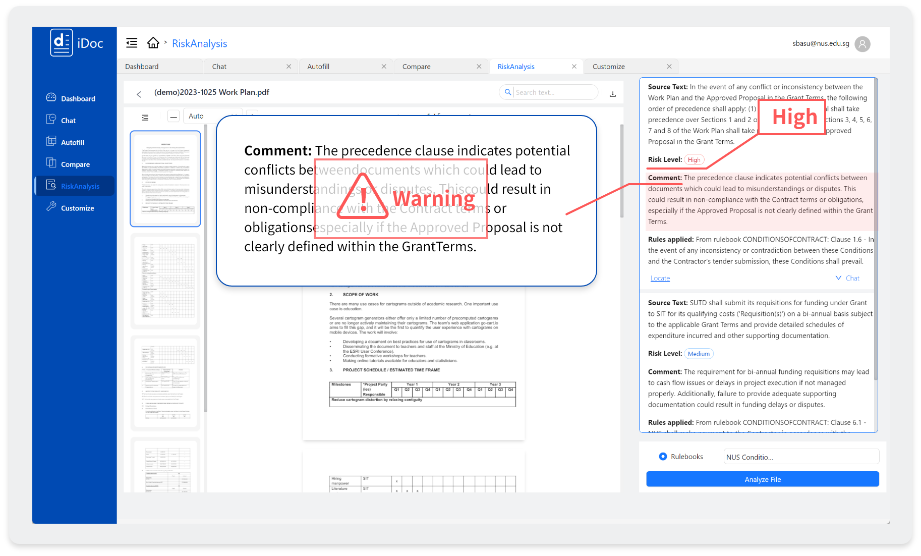 Contract Risk Analysis Interface
